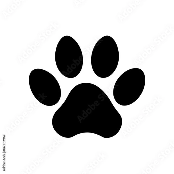 Obraz paw print silhouette on white background 