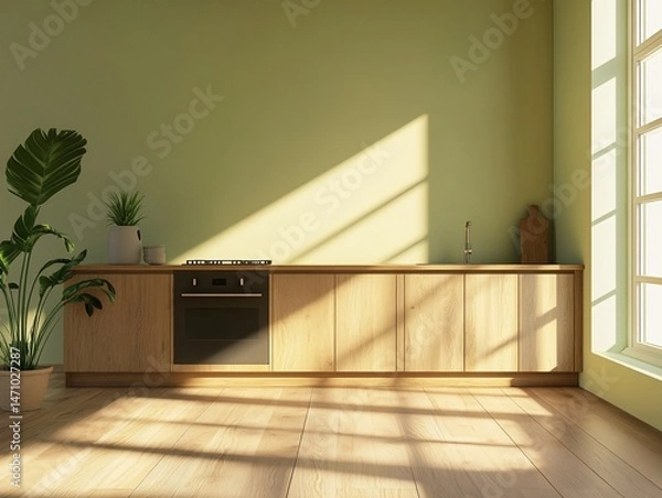 Fototapeta Modern minimalist kitchen with natural light