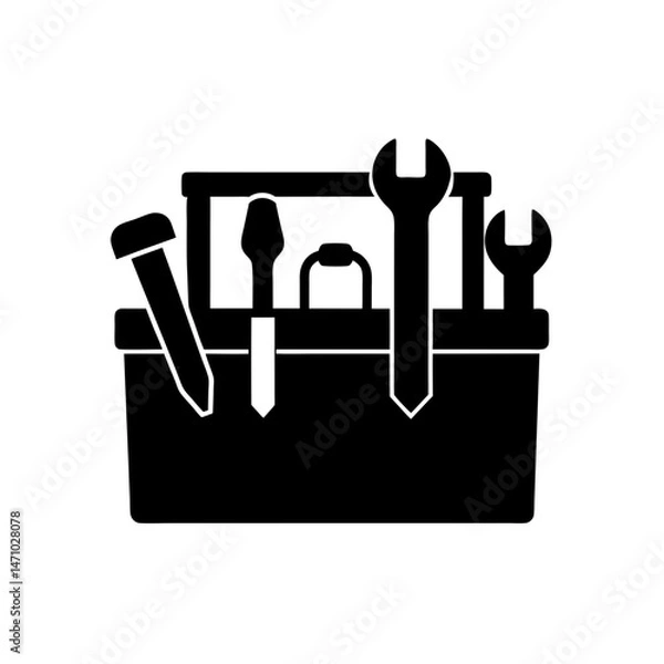 Fototapeta toolbox with tools silhouette on white background  
