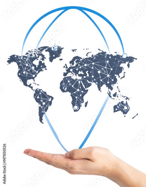 Obraz global logistics network map icon on white background png