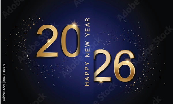 Obraz 2026 Happy New Year Background Design. Greeting Card, Banner, Poster. Vector Illustration.
