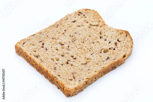 Obraz Slices of rye bread isolated on white background.