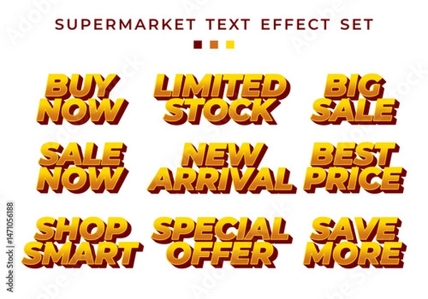 Fototapeta Bold 3D yellow text effect for supermarket promotion display