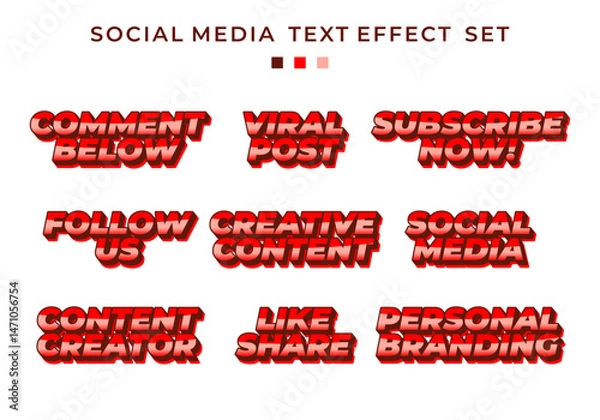 Fototapeta Bold Red 3D Text Effect Style for Social Media Posts