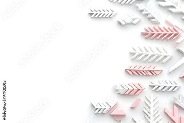 Fototapeta A white background with scattered pink and white arrows