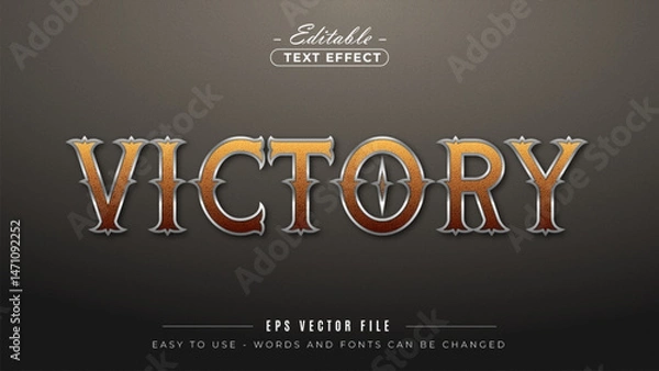 Fototapeta Victory typography, editable text effect.
