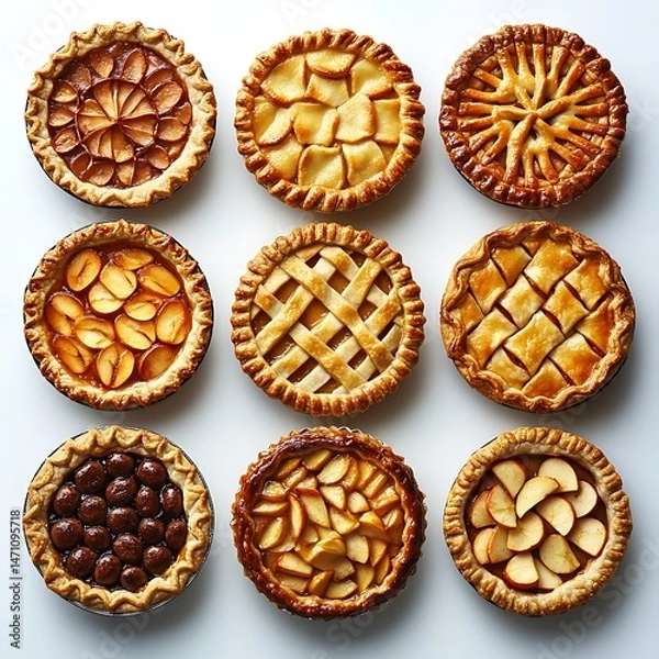 Obraz Sweet homemade pies selection close up high resolution image