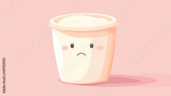 Fototapeta Yogurt container cartoon with sad expression