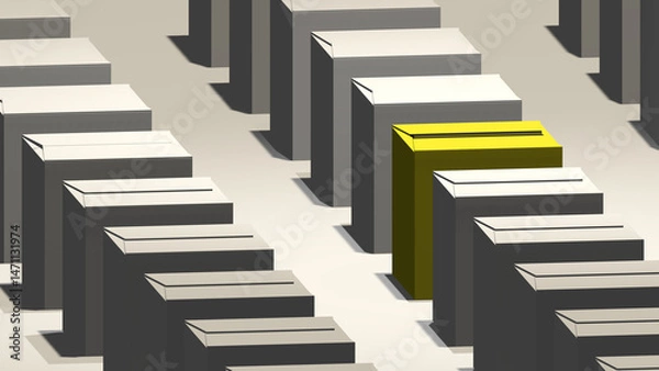 Fototapeta 3d render of yellow box in the middle of gray box seamless style 