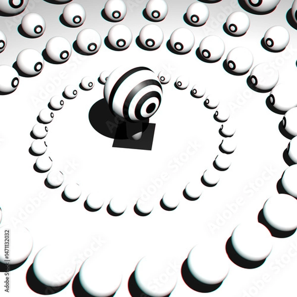 Fototapeta 3D Abstract illustration of "The eye that stands out" among the "other eyes" surrounding it