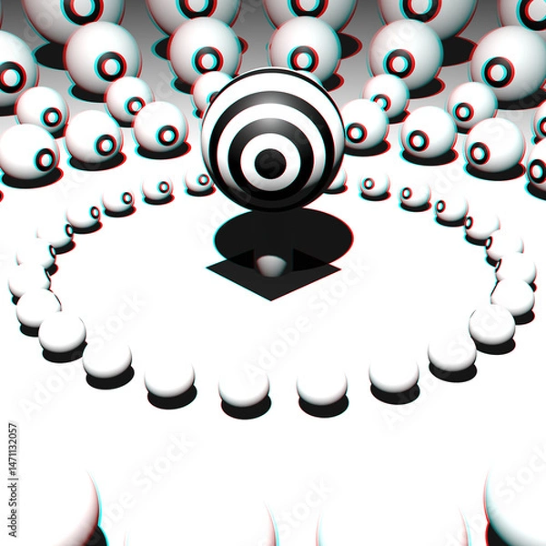 Fototapeta 3D Abstract illustration of "The eye that stands out" among the "other eyes" surrounding it