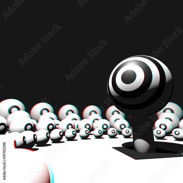Fototapeta 3D Abstract illustration of "The eye that stands out" among the "other eyes" surrounding it