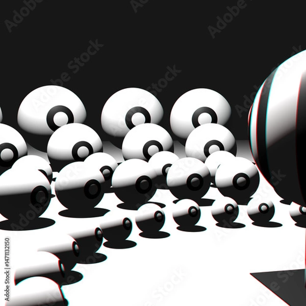 Fototapeta 3D Abstract illustration of "The eye that stands out" among the "other eyes" surrounding it