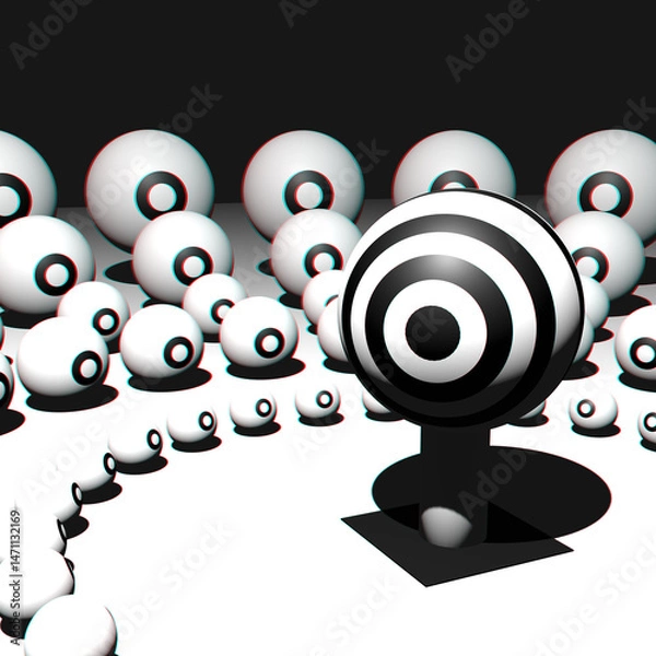 Fototapeta 3D Abstract illustration of "The eye that stands out" among the "other eyes" surrounding it