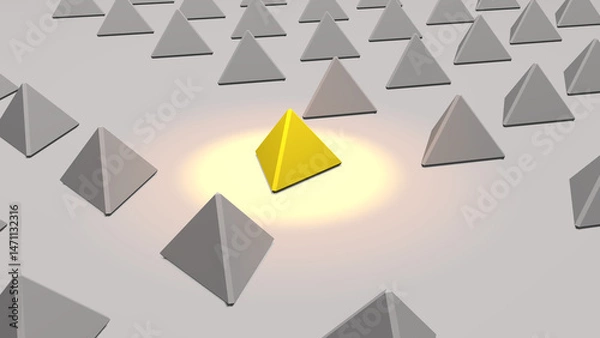 Fototapeta abstract one yellow triangle in the many of gray triangle seamless style background