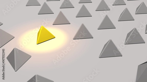 Fototapeta abstract one yellow triangle in the many of gray triangle seamless style background