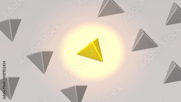 Fototapeta abstract one yellow triangle in the many of gray triangle seamless style background