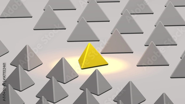 Fototapeta abstract one yellow triangle in the many of gray triangle seamless style background