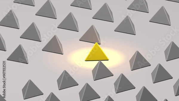Fototapeta abstract one yellow triangle in the many of gray triangle seamless style background