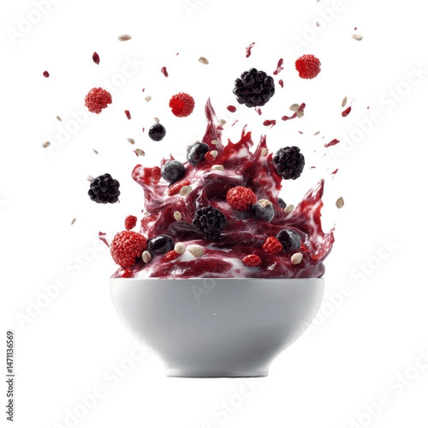 Fototapeta Acai Bowl Explosion Fresh Berries and Granola in a Creamy Delight