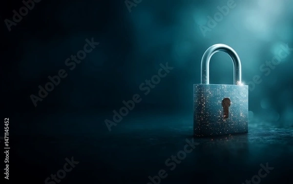 Fototapeta Secure Your Data with a Strong Digital Lock Encryption Technology Cyber Security Protection
