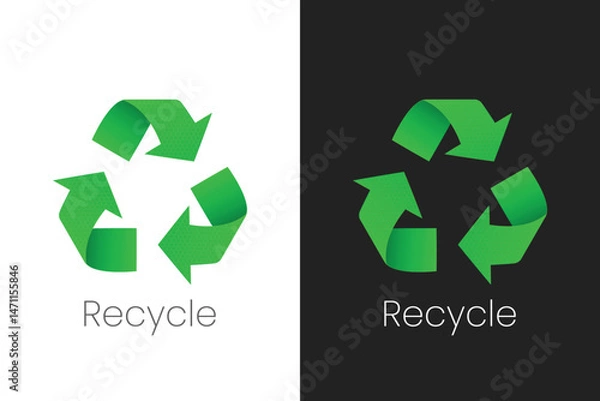 Fototapeta Green arrows and recycling symbol vector design 