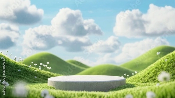 Obraz green grass and blue sky
