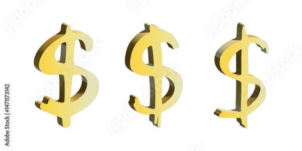 Fototapeta 3d dollar currency symbol set Elements for design