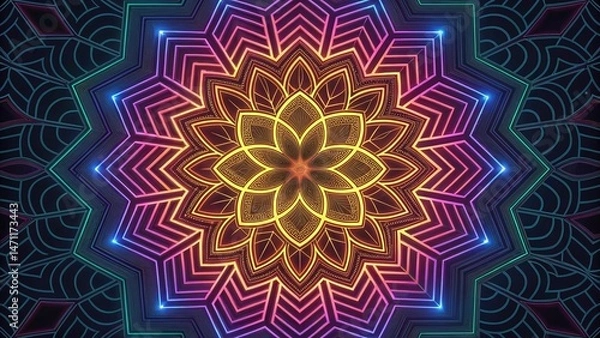 Fototapeta Intricate Geometric Patterns Resembling Neon Circuit Designs