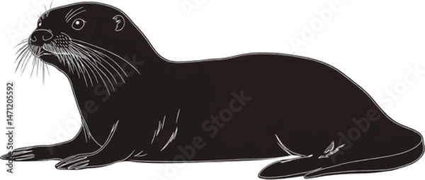 Obraz Striking Black and White Silhouette of a River Otter