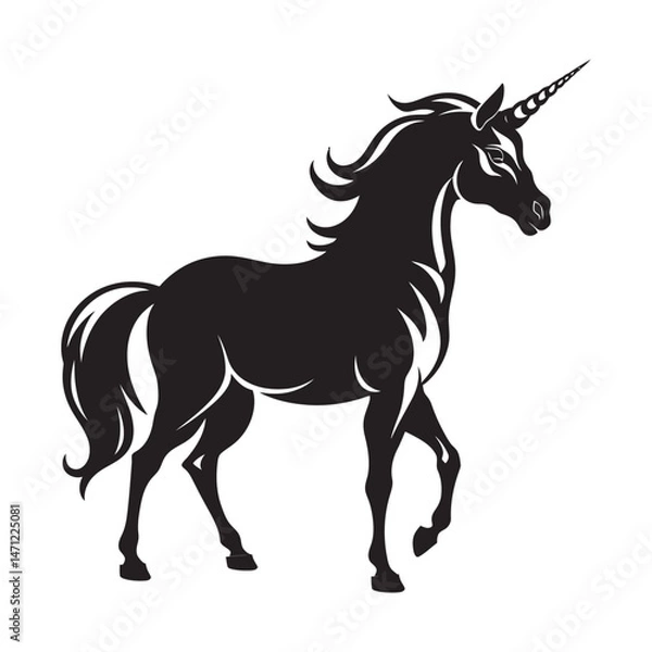 Fototapeta Unicorn black color on isolated white background