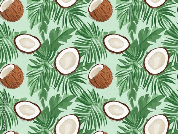Fototapeta Tropical simplicity, nature’s elegance in every coconut and leaf