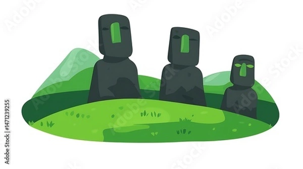 Fototapeta Easter Island Moai statues landscape. (1)