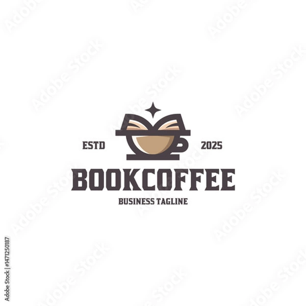 Obraz book coffee logo vector