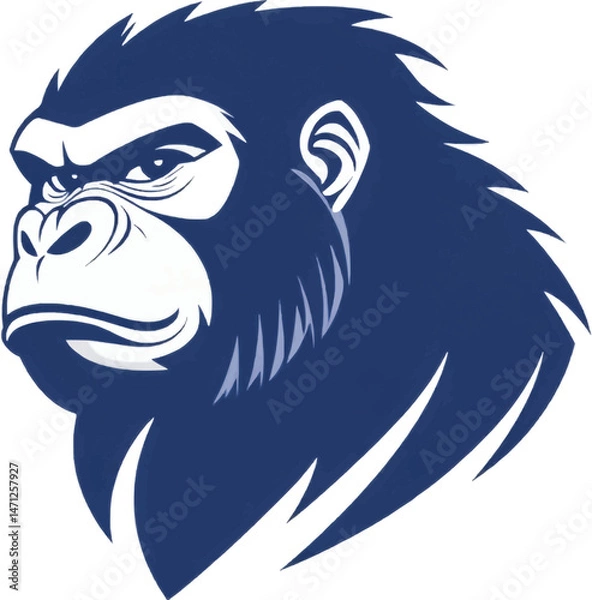 Obraz Aggressive Gorilla Head Mascot Logo in Monochrome Vector Style