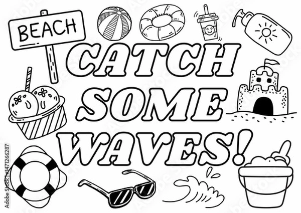 Obraz Summer Coloring Pages for Kindergarten | Fun Printable Activities for Kids | Easy and Cute Summer-Themed Coloring Sheets for Early Learners