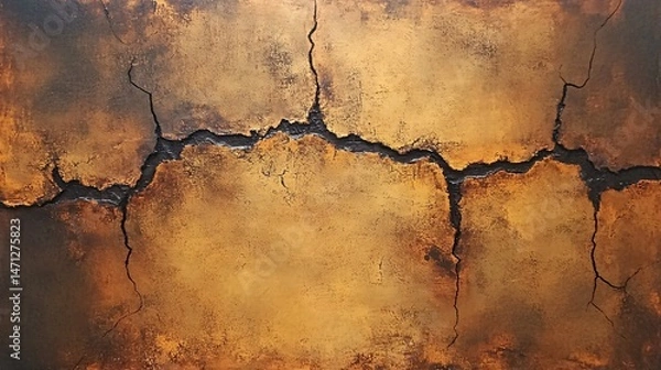 Fototapeta Grunge texture plain background burnt umber uneven surface with bold cracks