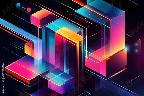 Fototapeta Abstract Illustration of Geometric Shapes and Structured Elements for a Modern Artistic Composition