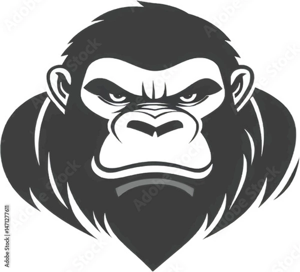 Obraz Intrepid gorilla head artwork with bold lines in graphic design style