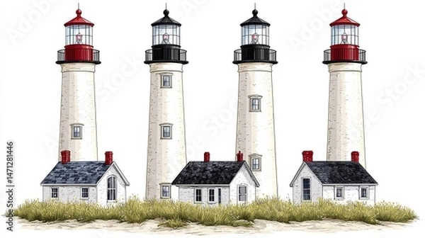 Fototapeta assorted lighthouse vector graphic design template set for sticker, decoration, cutting and print file HD 8K eid ul azha wallpaper Photographic Image