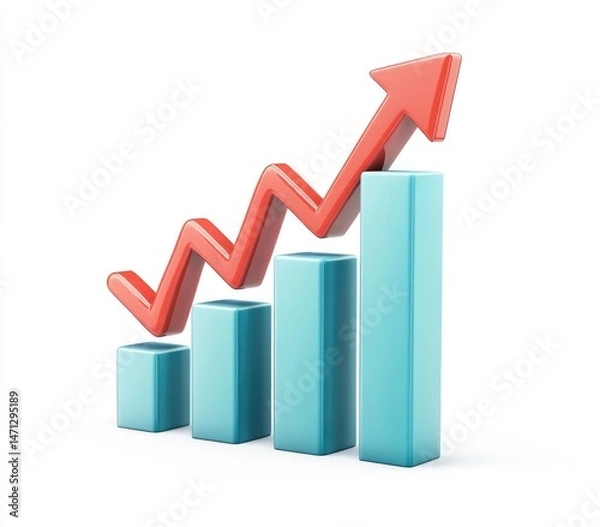 Fototapeta Upward trending bar graph showing growth (3)