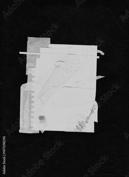 Fototapeta White cut paper layered on black background with abstract triangle cutout revealing an eye behind. Mysterious and conceptual design element with strong visual focus.