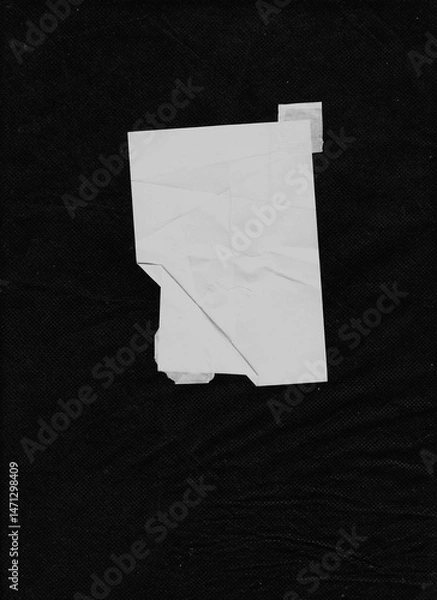 Fototapeta Artistic black and white paper collage with ink scribbles, brush strokes, and masking tape. A high-contrast, expressive design suitable for bold graphic compositions.