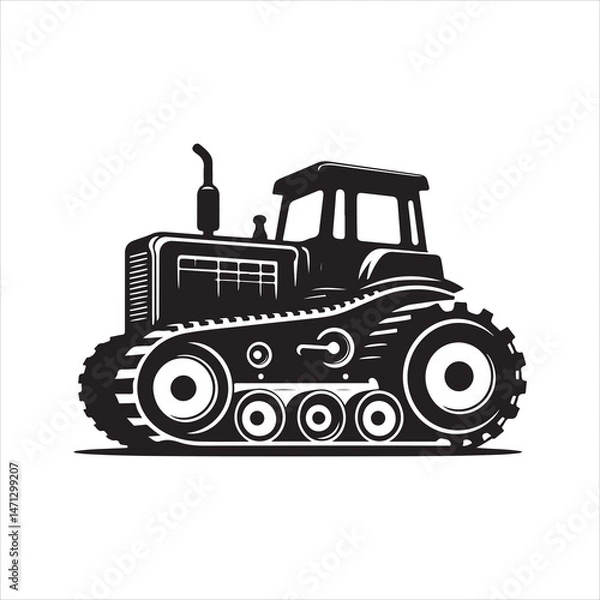 Obraz Powerful Tractor Illustrations: Vector Graphics of Farm and Construction Vehicles