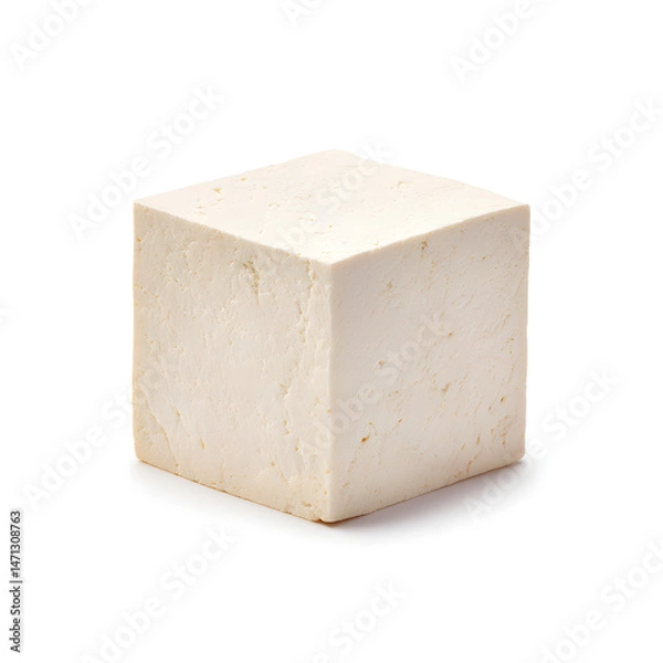 Fototapeta Fresh tofu cube on a white isolated background