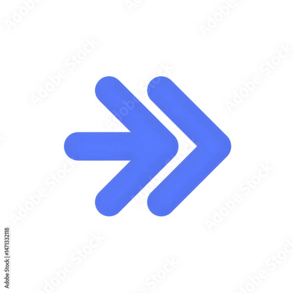 Obraz Blue double arrow icon for fast forward
