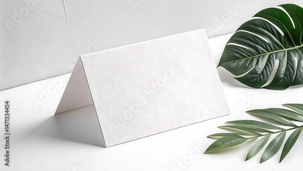 Obraz Elegant White Greeting Card with Floral Design