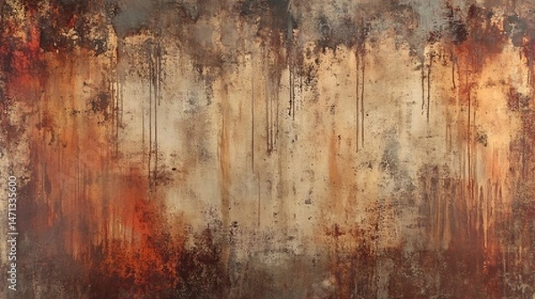 Fototapeta Grunge texture plain background rusty brown corroded and aged with streaks