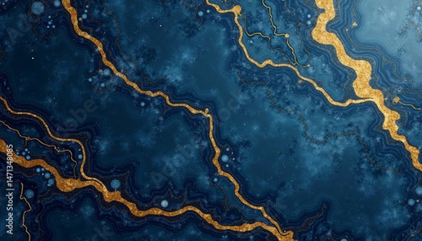 Obraz Abstract Blue and Gold Marble Texture