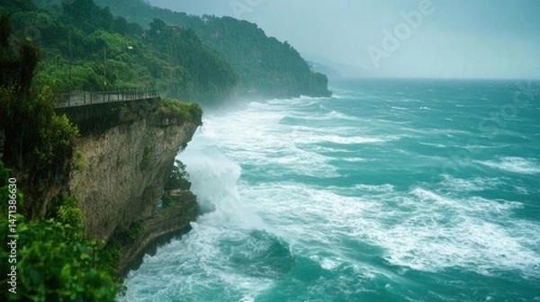 Fototapeta Dramatic Coastal Cliffs during a Tempestuous Storm